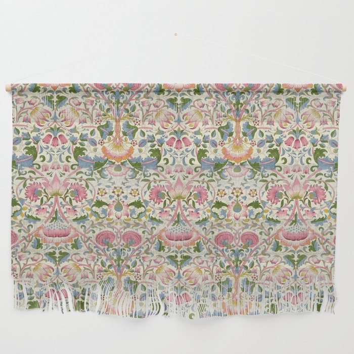 William Morris Vintage Lodden Blush Pink & Woad Blue Wall Hanging Gallery Image 1