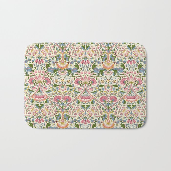 William Morris Vintage Lodden Blush Pink & Woad Blue Bath Mat Gallery Image 1