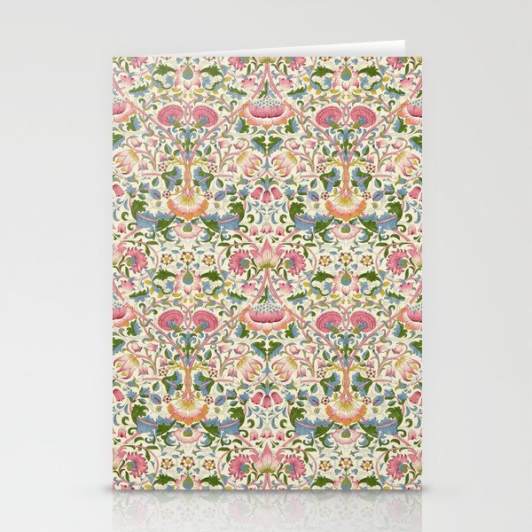 William Morris Vintage Lodden Blush Pink & Woad Blue Stationery Card Gallery Image 2