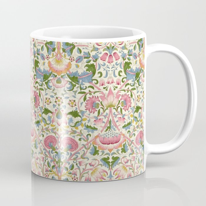 William Morris Vintage Lodden Blush Pink & Woad Blue Coffee Mug Gallery Image 1