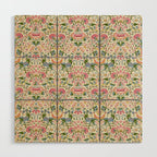 William Morris Vintage Lodden Blush Pink & Woad Blue Wood Wall Art Gallery Image 1