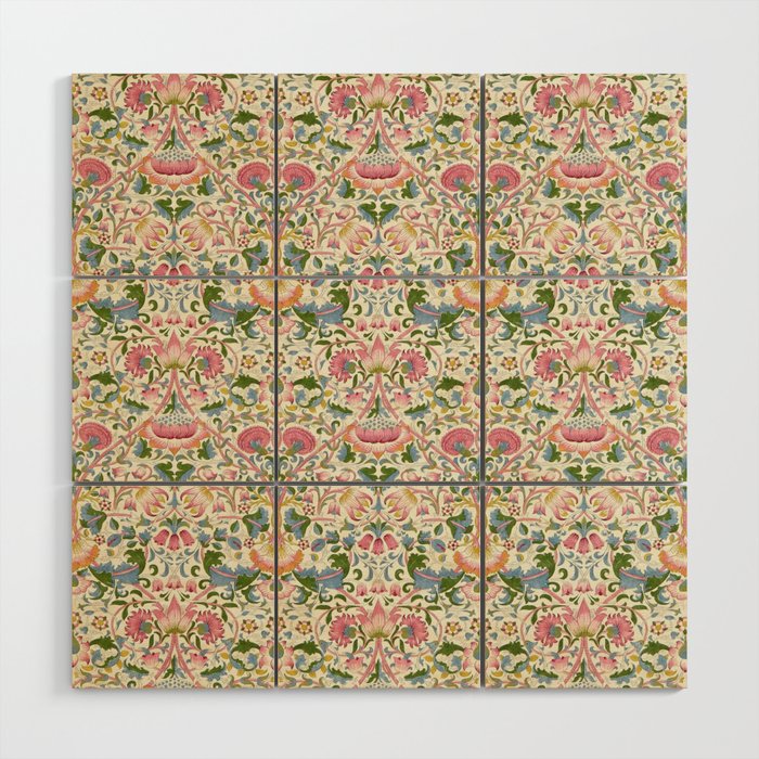 William Morris Vintage Lodden Blush Pink & Woad Blue Wood Wall Art Gallery Image 1
