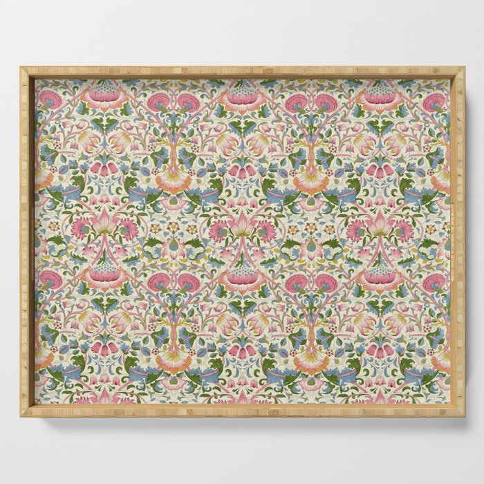 William Morris Vintage Lodden Blush Pink & Woad Blue Serving Tray Gallery Image 1