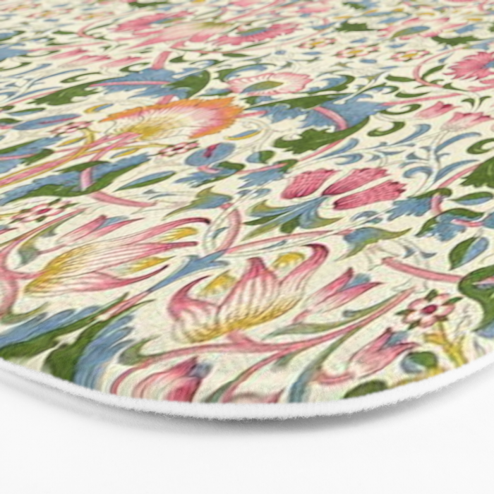 William Morris Vintage Lodden Blush Pink & Woad Blue Bath Mat Gallery Image 3