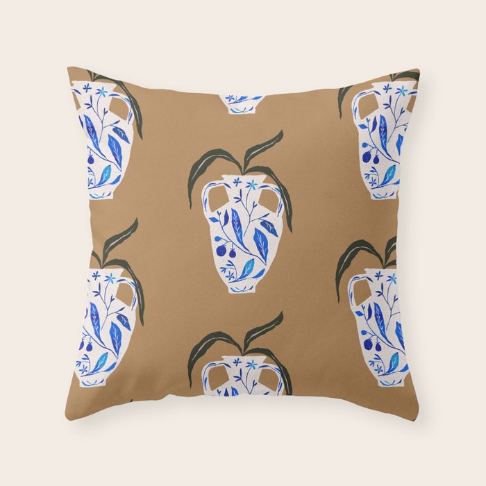 Dynasty Vase with Citrus & Blossoms Throw Pillow