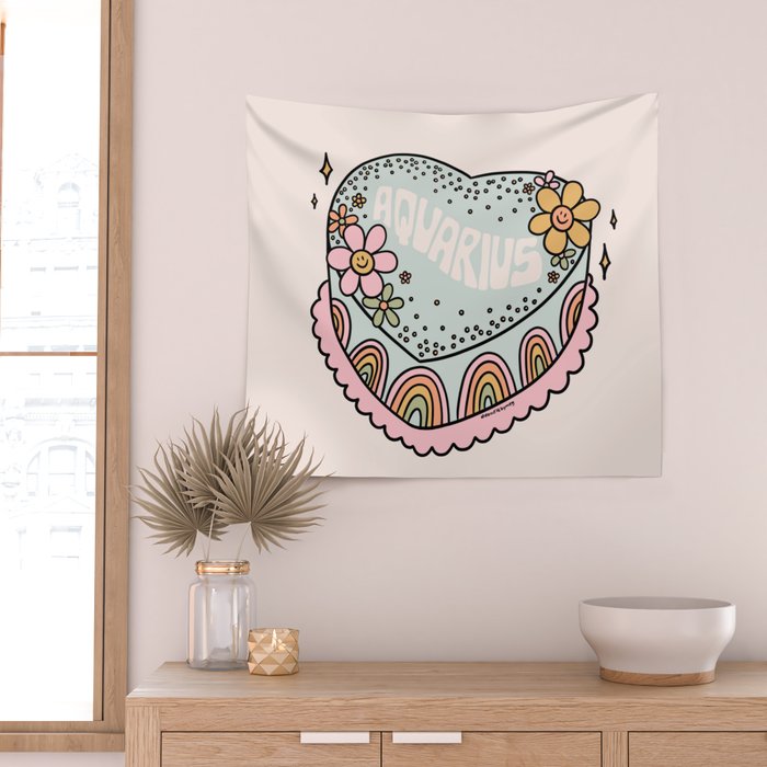 Aquarius Heart Cake Wall Tapestry Gallery Image 2