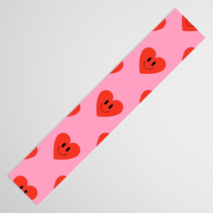 Funny retro love heart cartoon pattern Table Runner Gallery Image 3