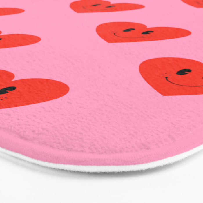 Funny retro love heart cartoon pattern Bath Mat Gallery Image 3