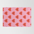 Funny retro love heart cartoon pattern Rug Gallery Image 2
