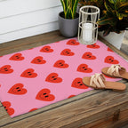 Funny retro love heart cartoon pattern Outdoor Rug Gallery Image 2