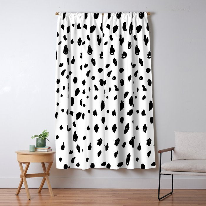 Black geometrical hand painted polka dots confetti pattern Window Curtain Gallery Image 5