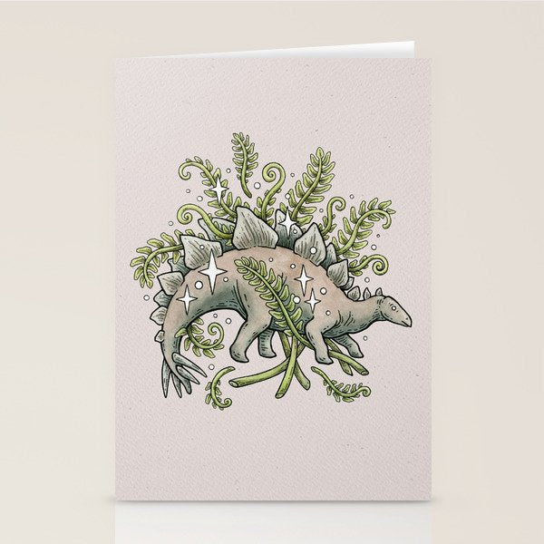 Stegosaurus & Ferns | Dinosaur Botanical Art Stationery Card Gallery Image 1