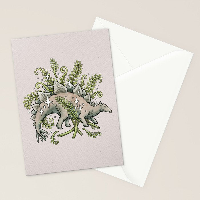 Stegosaurus & Ferns | Dinosaur Botanical Art Stationery Card Gallery Image 2