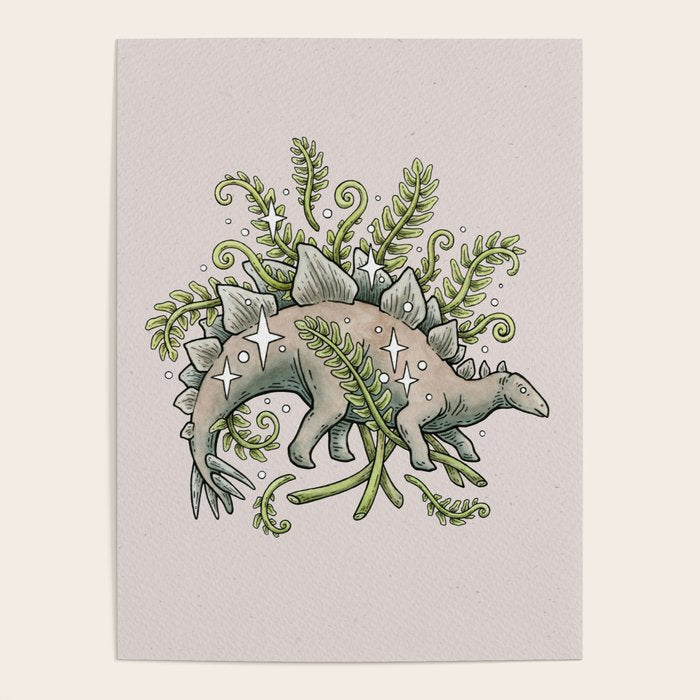 Stegosaurus & Ferns | Dinosaur Botanical Art Poster Gallery Image 4