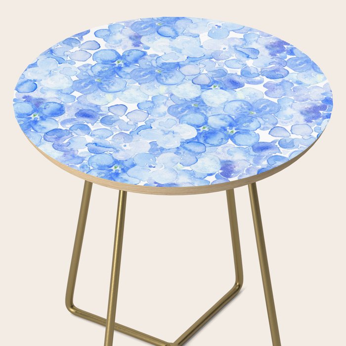 Elegant purple blue hand painted watercolor hortensia floral Side Table Gallery Image 2
