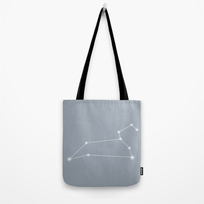 Leo Zodiac Star Constellation Line Art Blue Grey Tote Bag Gallery Image 2