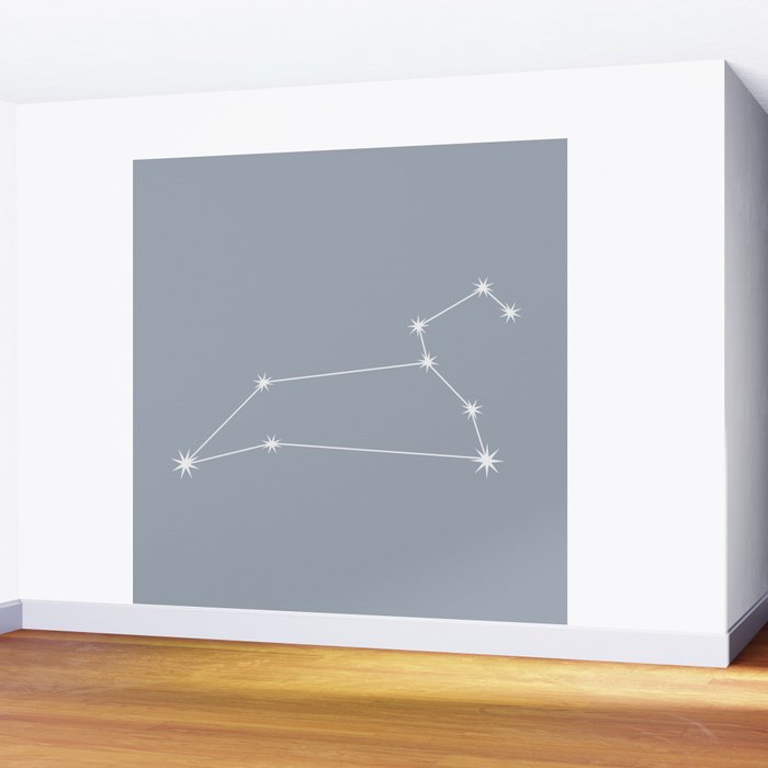Leo Zodiac Star Constellation Line Art Blue Grey Wall Mural Gallery Image 2