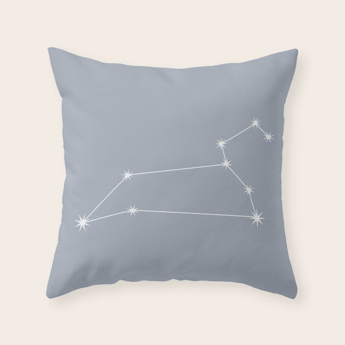 Leo Zodiac Star Constellation Line Art Blue Grey Throw Pillow Gallery Image 6