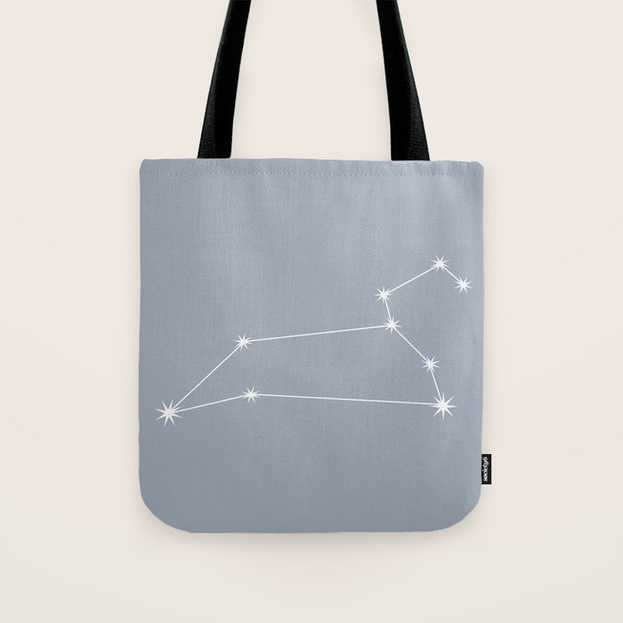 Leo Zodiac Star Constellation Line Art Blue Grey Tote Bag Gallery Image 1