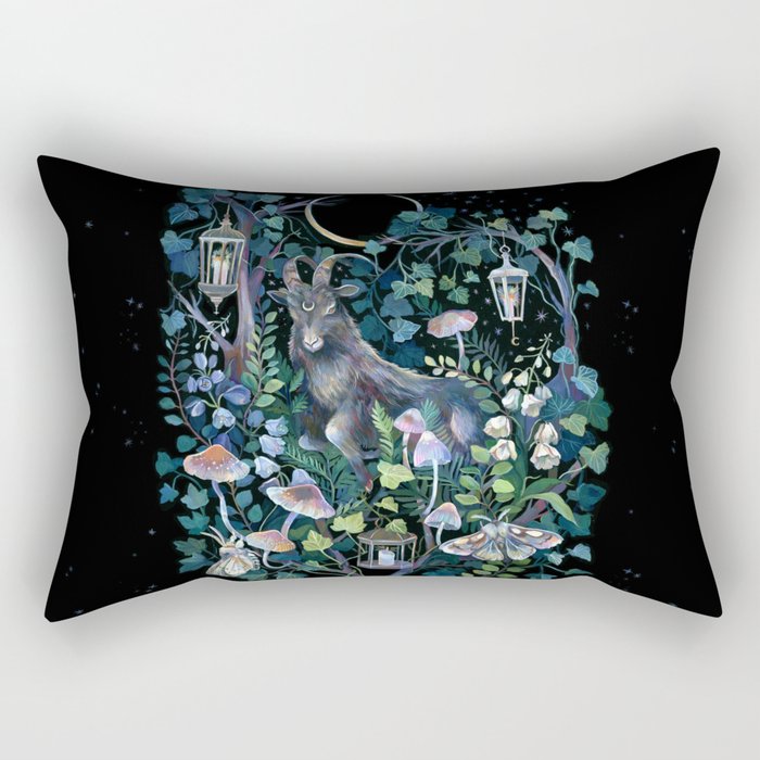 Black Goat Moon Garden Rectangular Pillow Gallery Image 1