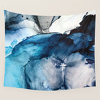 White Sand Blue Sea - Alcohol Ink Painting Wall Tapestry Gallery Image 4