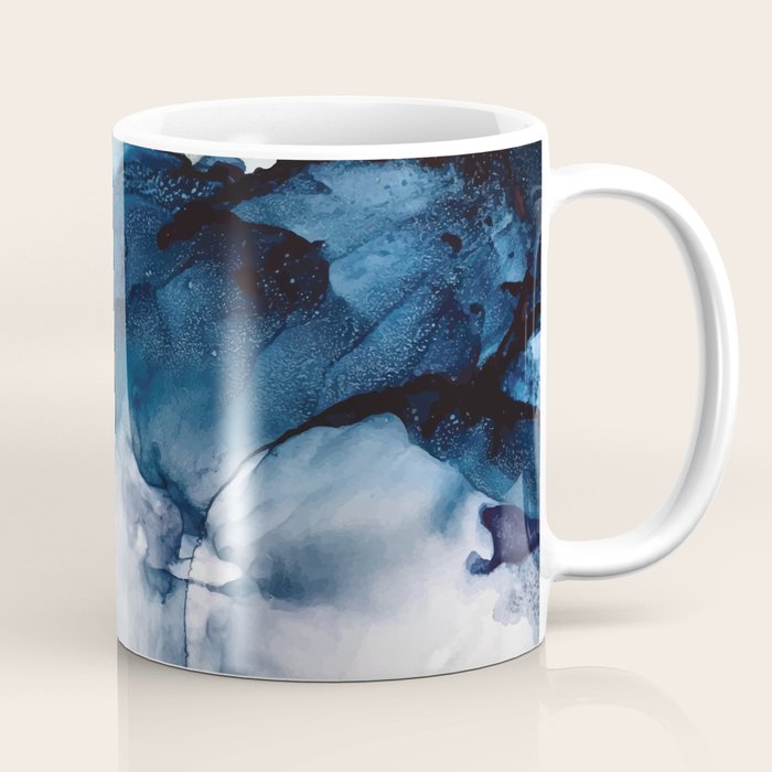 White Sand Blue Sea - Alcohol Ink Painting Coffee Mug Gallery Image 1