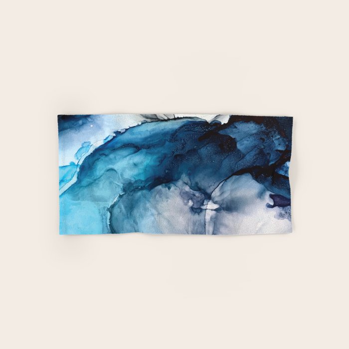 White Sand Blue Sea - Alcohol Ink Painting Bath Towel Gallery Image 1