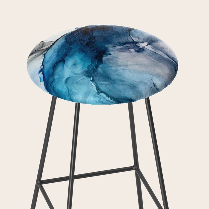 White Sand Blue Sea - Alcohol Ink Painting Stool Gallery Image 2