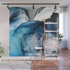 White Sand Blue Sea - Alcohol Ink Painting Wall Mural Gallery Image 1
