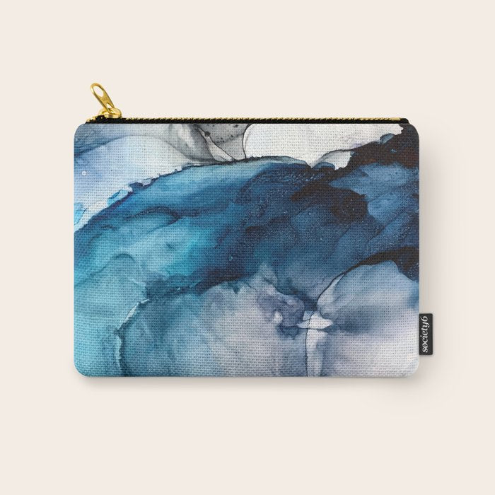 White Sand Blue Sea - Alcohol Ink Painting Carry All Pouch Gallery Image 1