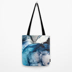 White Sand Blue Sea - Alcohol Ink Painting Tote Bag Gallery Image 2