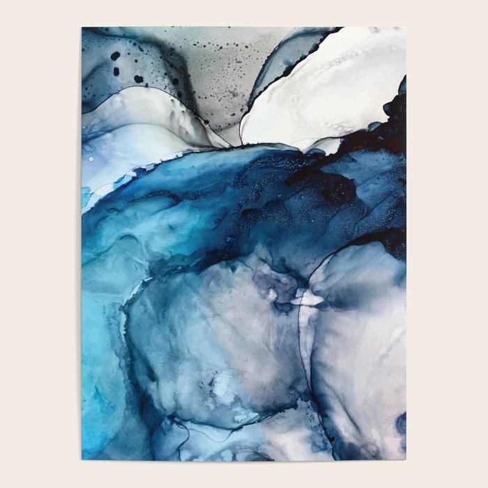 White Sand Blue Sea - Alcohol Ink Painting Poster Gallery Image 4