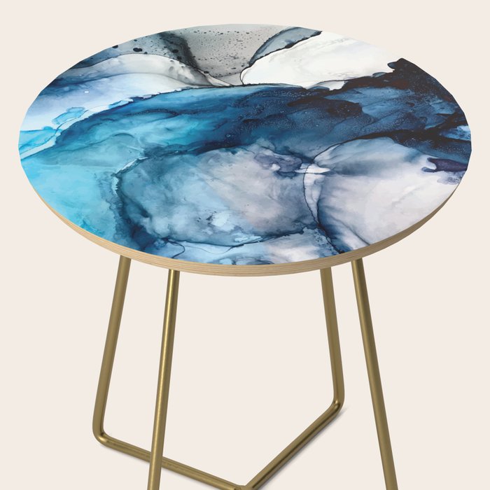 White Sand Blue Sea - Alcohol Ink Painting Side Table Gallery Image 2