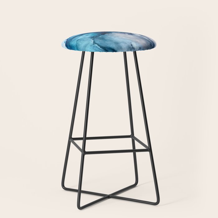 White Sand Blue Sea - Alcohol Ink Painting Stool Gallery Image 1