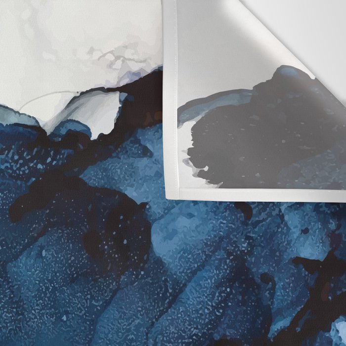 White Sand Blue Sea - Alcohol Ink Painting Wall Tapestry Gallery Image 3