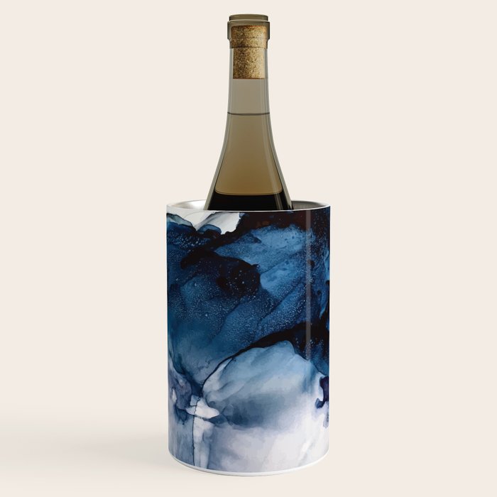 White Sand Blue Sea - Alcohol Ink Painting Wine Chiller Gallery Image 3