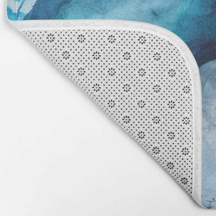 White Sand Blue Sea - Alcohol Ink Painting Bath Mat Gallery Image 2