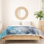 White Sand Blue Sea - Alcohol Ink Painting Duvet Cover Gallery Image 3