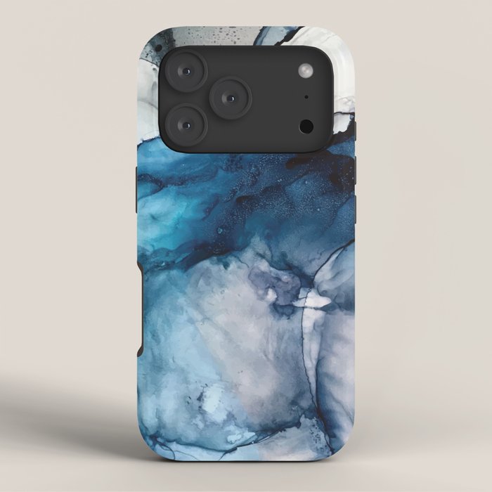 White Sand Blue Sea - Alcohol Ink Painting iPhone Case Gallery Image 3