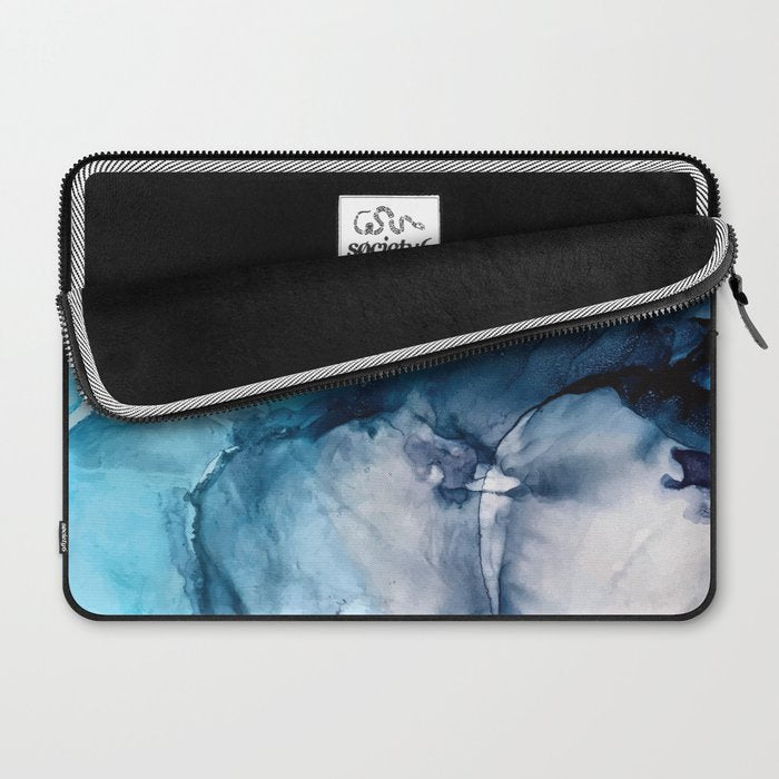 White Sand Blue Sea - Alcohol Ink Painting Laptop Sleeve Gallery Image 2
