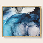 White Sand Blue Sea - Alcohol Ink Painting Serving Tray Gallery Image 1