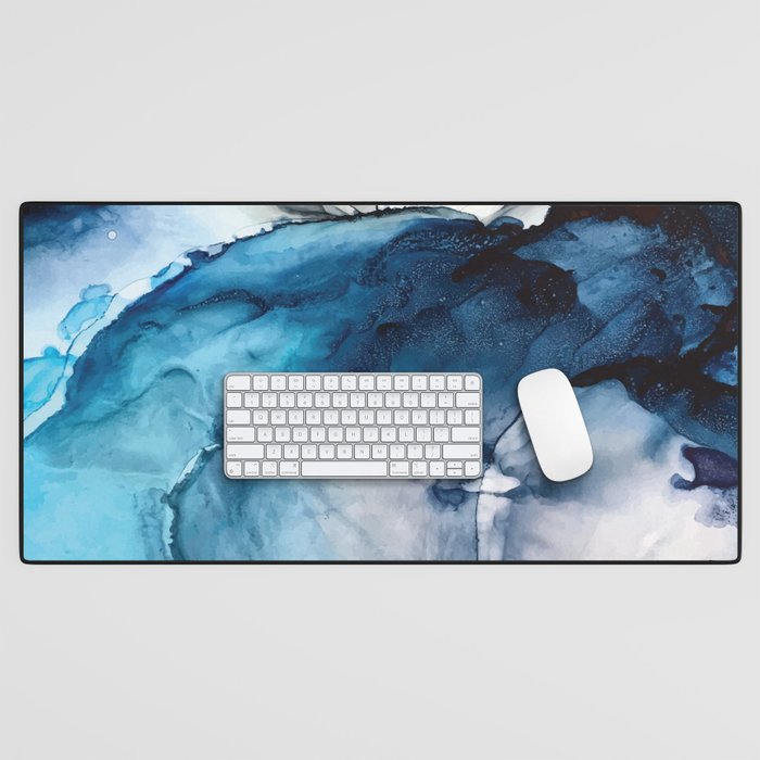 White Sand Blue Sea - Alcohol Ink Painting Desk Mat Gallery Image 1