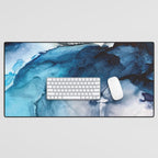 White Sand Blue Sea - Alcohol Ink Painting Desk Mat Gallery Image 1