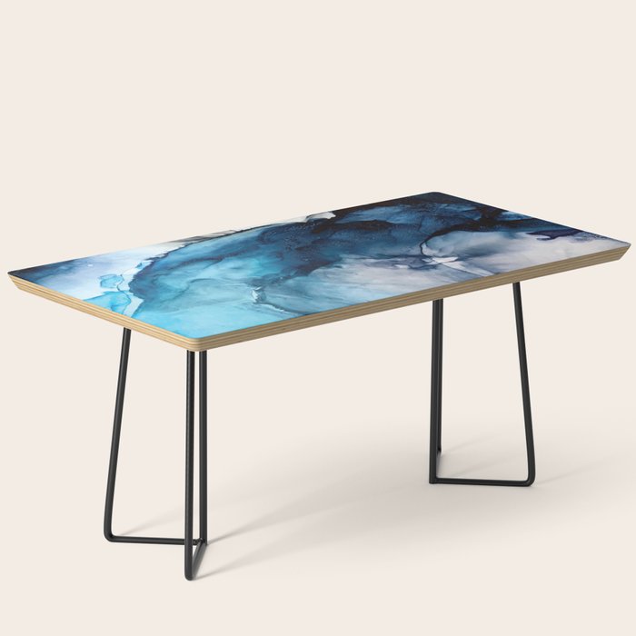 White Sand Blue Sea - Alcohol Ink Painting Coffee Table Gallery Image 1