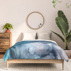 White Sand Blue Sea - Alcohol Ink Painting Comforter Gallery Image 3