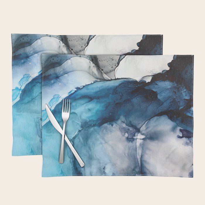 White Sand Blue Sea - Alcohol Ink Painting Placemat Gallery Image 1