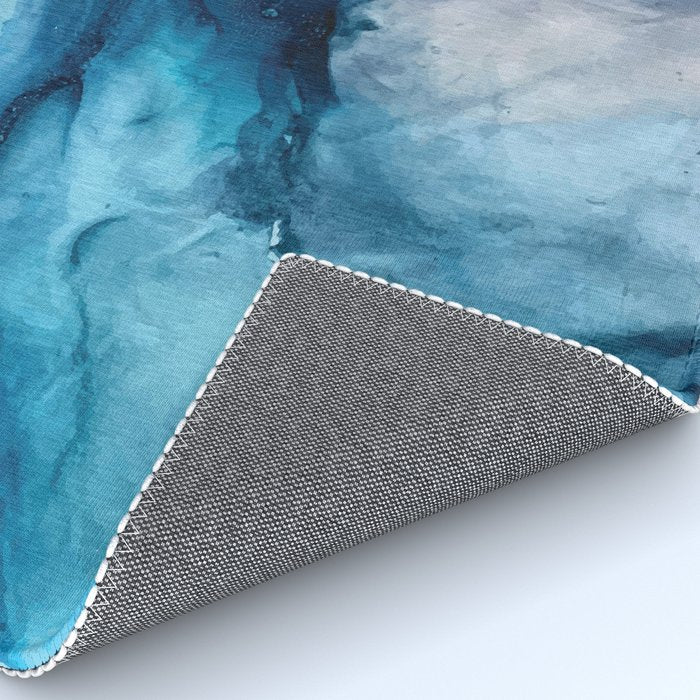 White Sand Blue Sea - Alcohol Ink Painting Rug Gallery Image 4