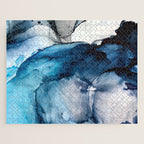 White Sand Blue Sea - Alcohol Ink Painting Jigsaw Puzzle Gallery Image 1