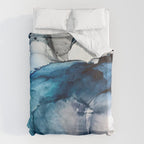 White Sand Blue Sea - Alcohol Ink Painting Duvet Cover Gallery Image 6