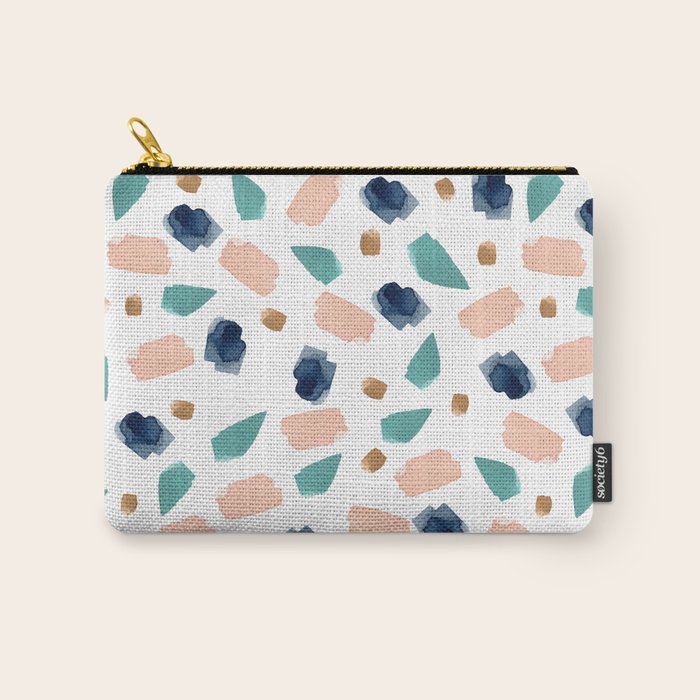 Terrazzo (turquoise, navy, pink & gold) Carry All Pouch Gallery Image 1